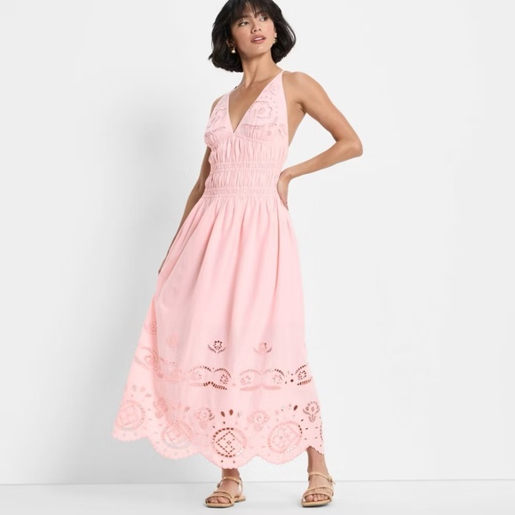 NEW Women's Eyelet Maxi A-Line Dress - Future Collectivee sz S small - Picture 1 of 3